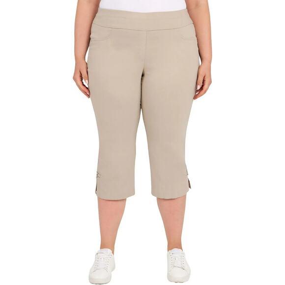 Hearts of Palm Womens Plus Pull On Stretch Capri Pants Size 20W Chino - Picture 1 of 5